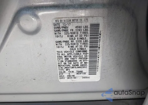 2018 Nissan Rogue Sl from USA, damaged, VIN JN8AT2MT8JW462952